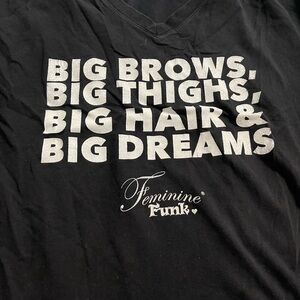 Feminine Funk Black Tee with Bold White Text